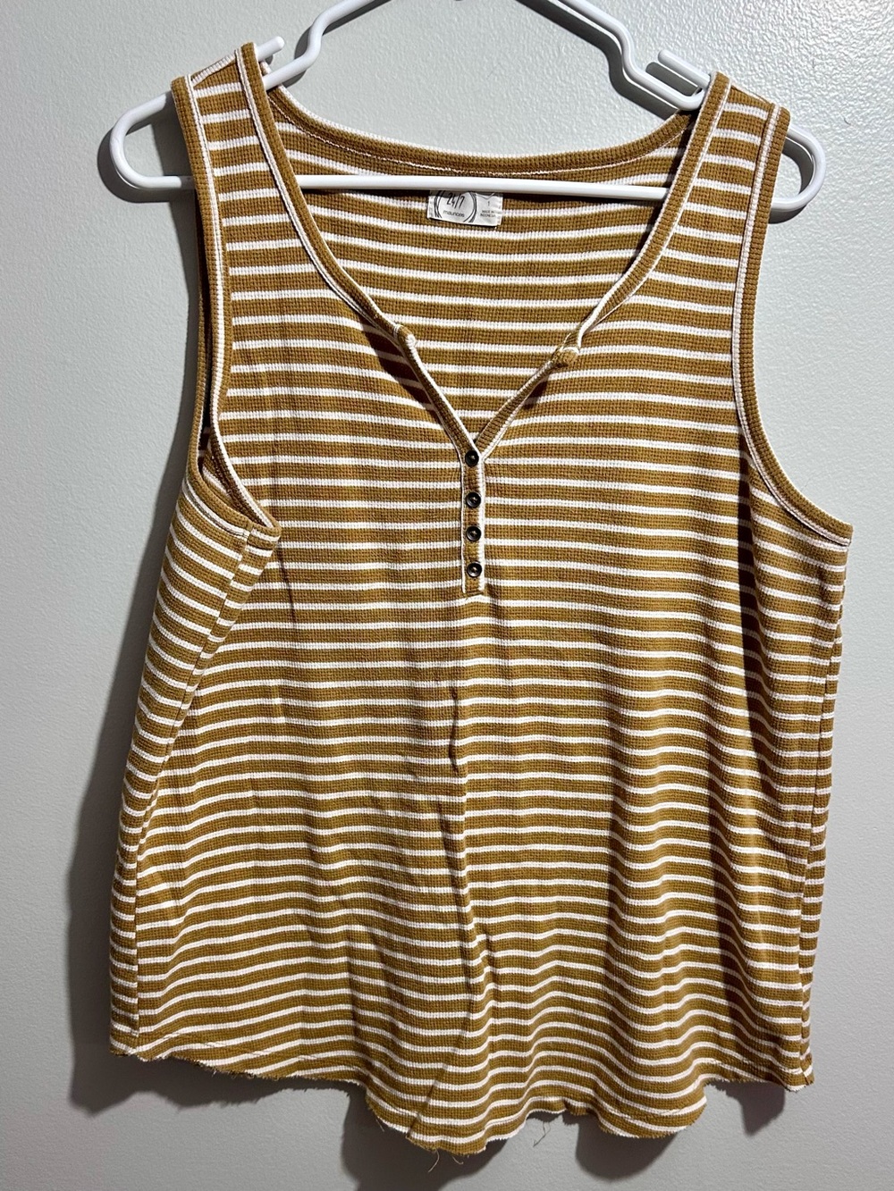 Maurices Brown & White Striped Ribbed Henley Tank Size 1 (1283)